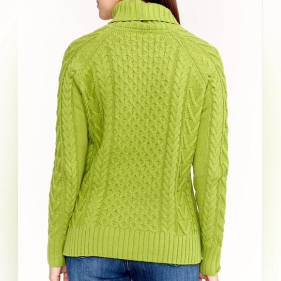 SALE! NWT Alison Sheri Green Cable Knit Turtleneck Sweater, Size Small. - Picture 7 of 7